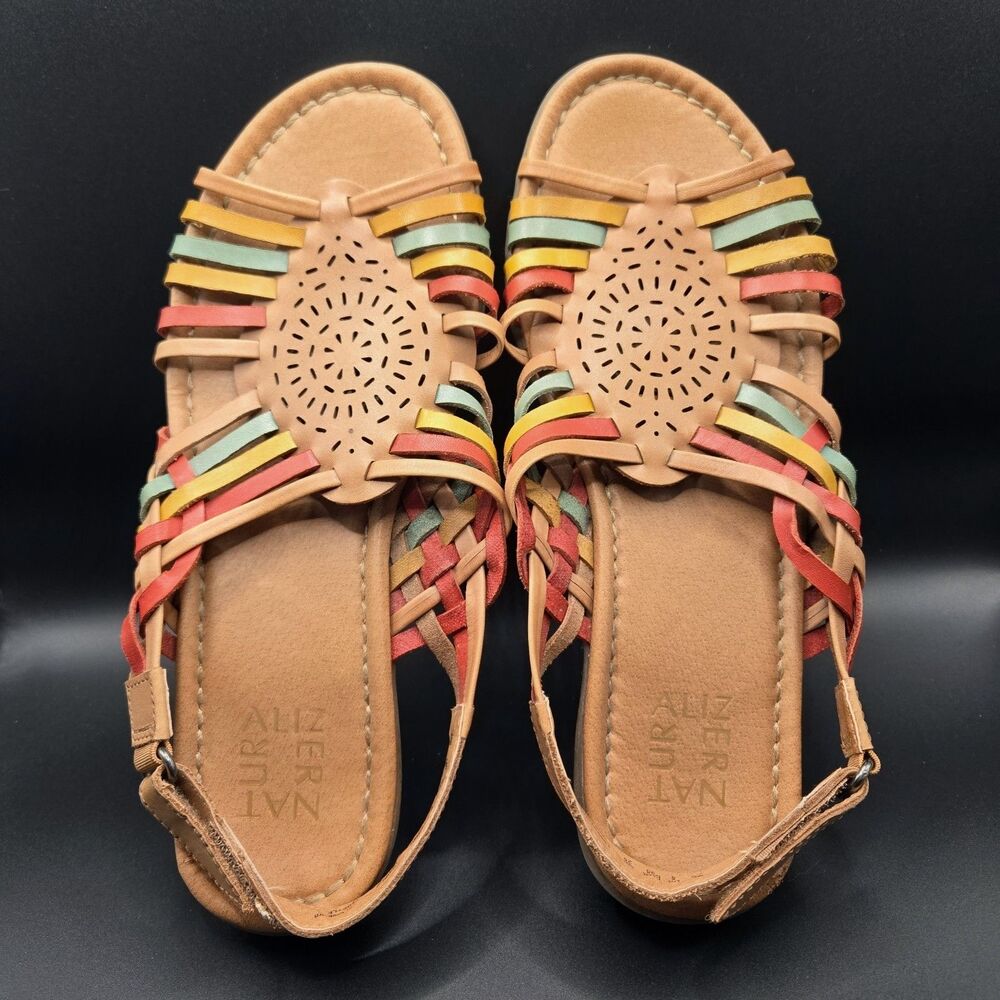 Naturalizer Whistle Fiesta Multicolor Woven Leather Huarache Sandals Size 8